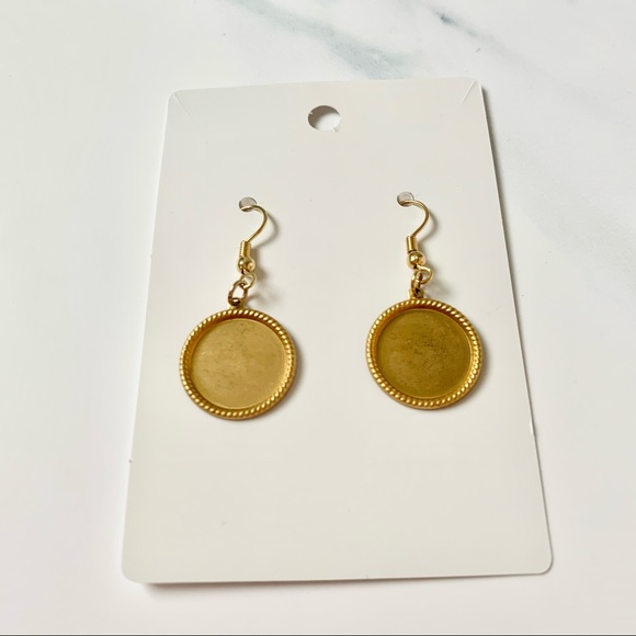 Gold Circle Pendant Earrings - Picture 10 of 11